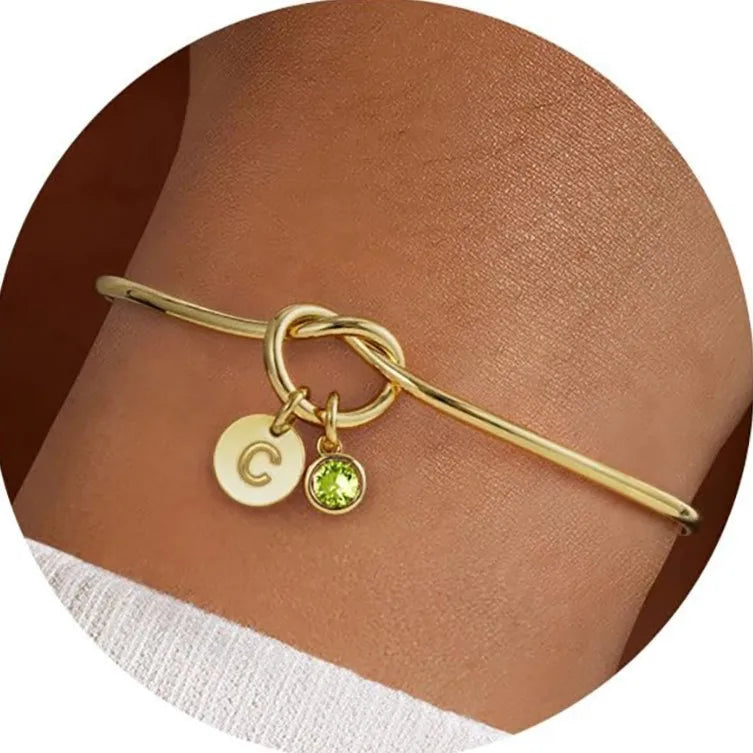 Stainless Steel Birthstone Initial Bracelet