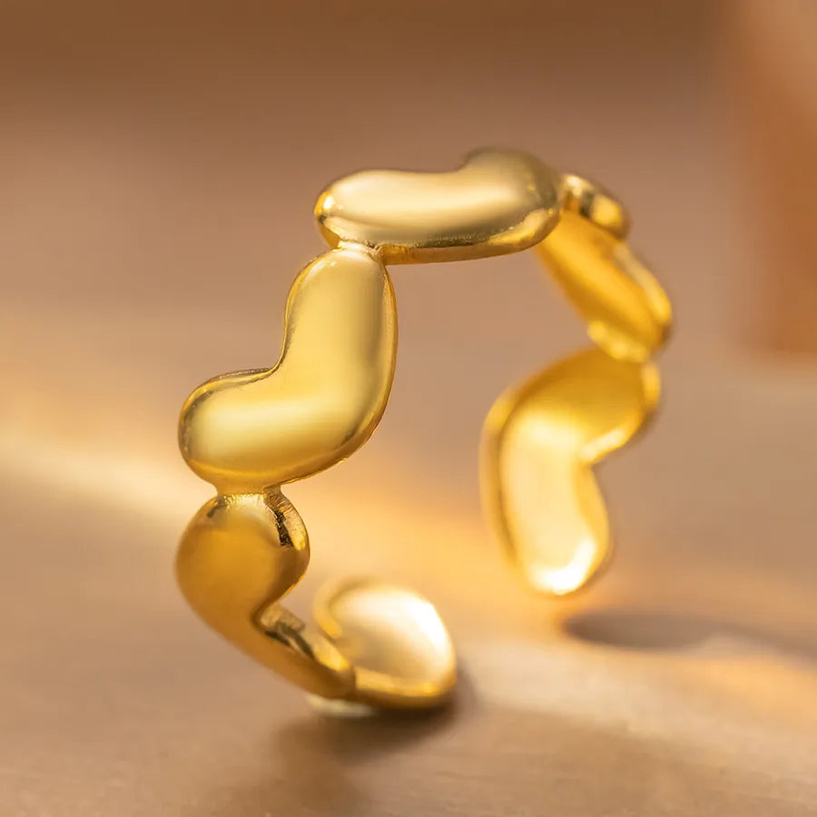 Geometric Titanium Steel Couple Ring K203 Gold Ring Adjustable