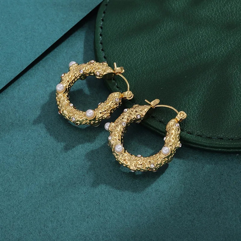 Bold Titanium Steel Large Hoop Earrings ES019