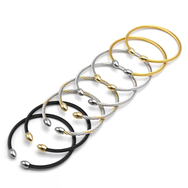 Gold Plated Wire Rope Open Hand Bracelet