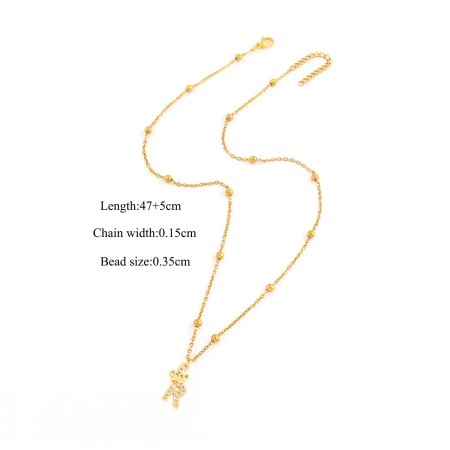 18K Gold Plated Letter Pendant Necklace Gold R