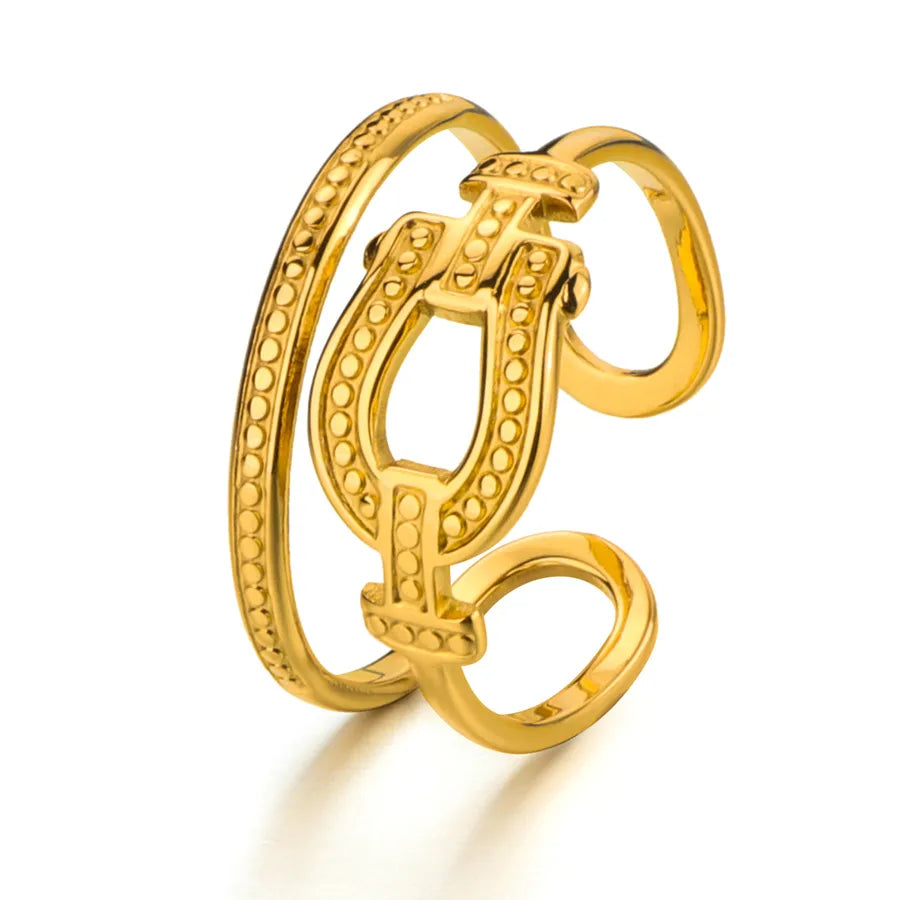 Adjustable Geometric Stainless Steel Ring Average Size XHR017