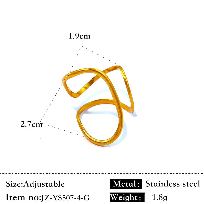 Gold & Silver Stainless Steel Open Ring Gold JZ-507-4