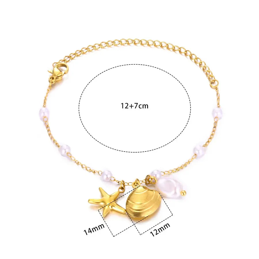 Gold Ocean Anklet with Dolphin & Starfish Charms 7