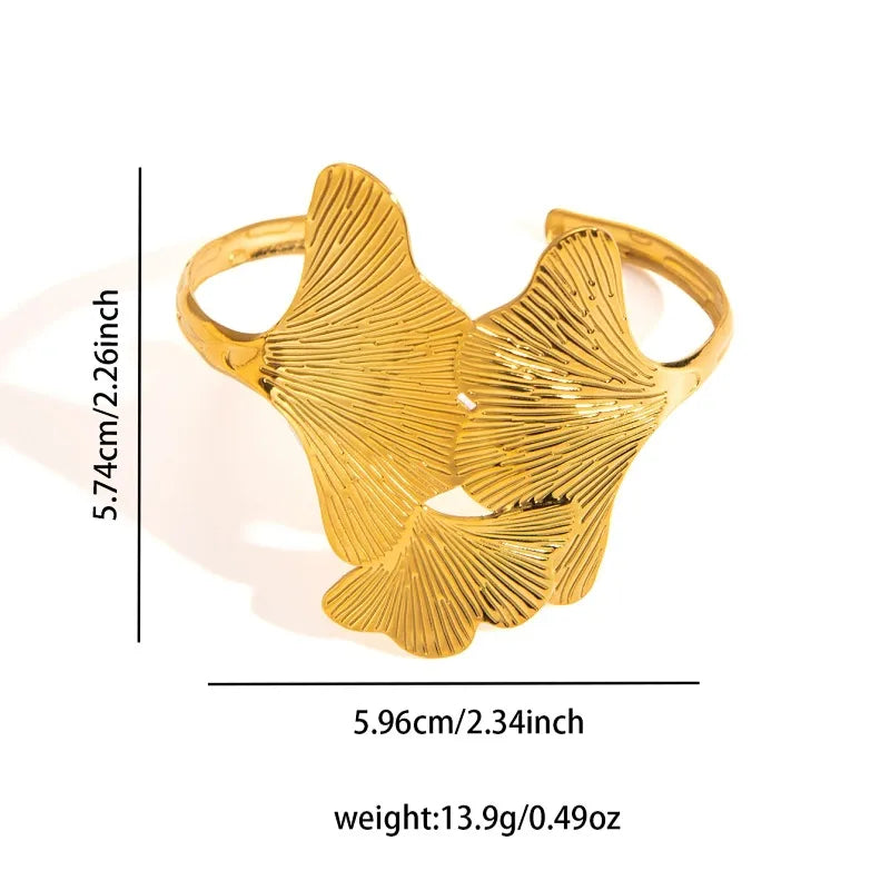 18K Gold Plated Wide Titanium Steel Bracelet B0153