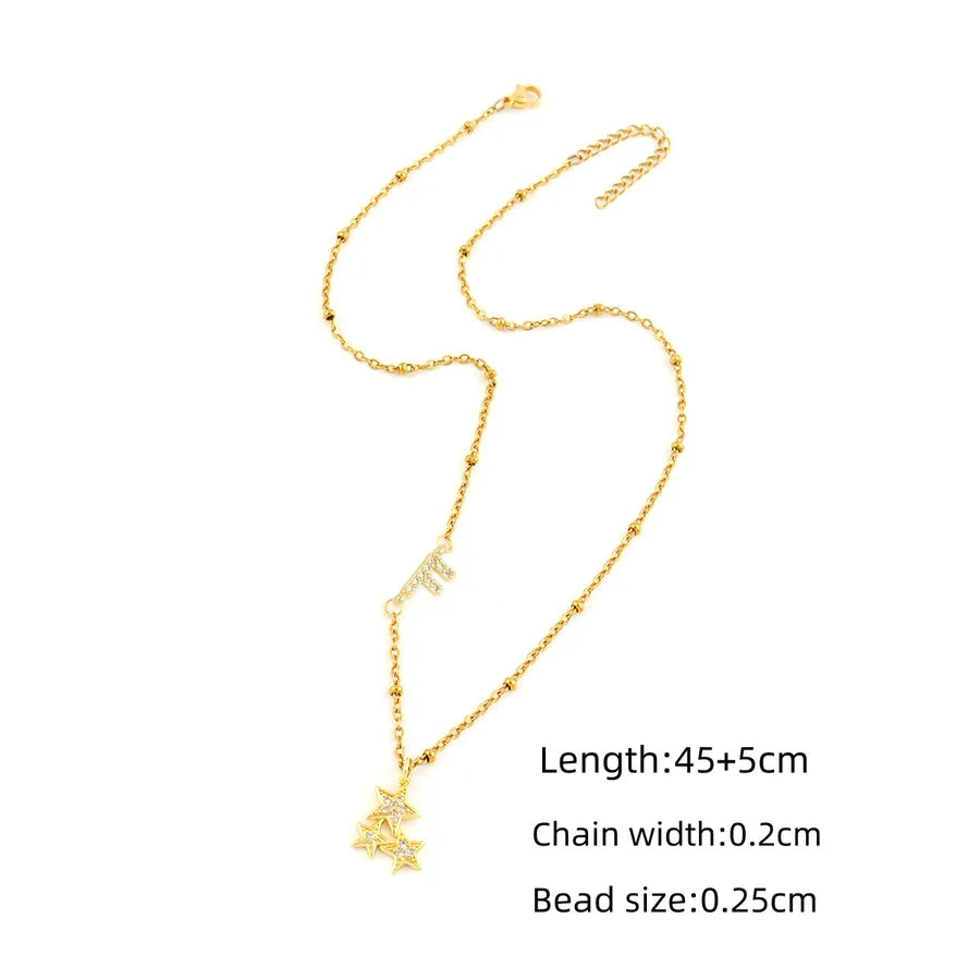 Gold Star Zircon Pendant Necklace for Women Gold F