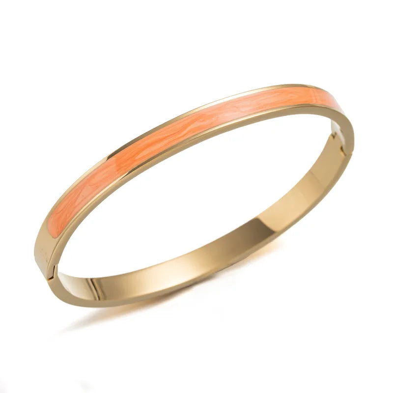 Gold Plated Zircon Enamel Stainless Steel Bracelet