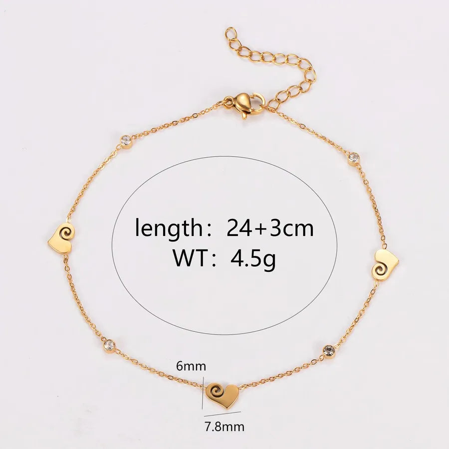 Gold Heart Cloud Stainless Steel Anklet