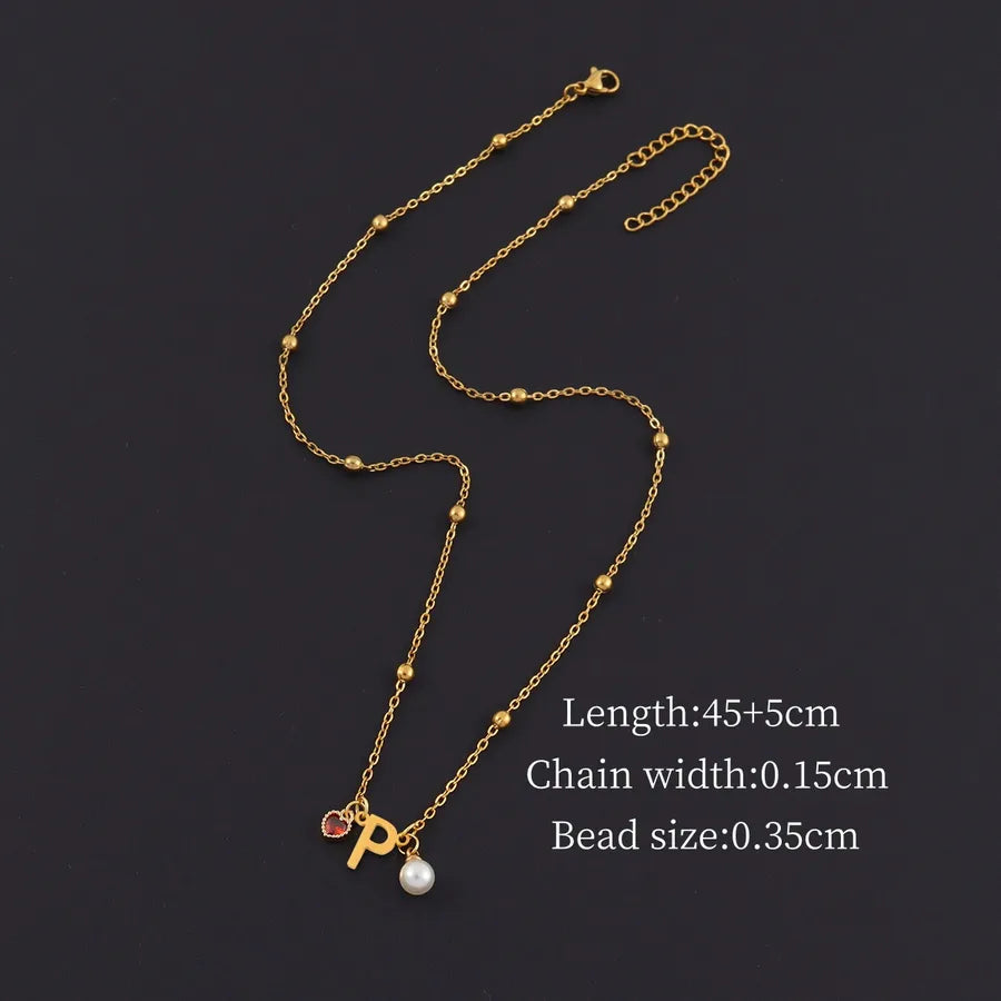 18K Gold Plated Heart & Letter Pendant Necklace Gold p