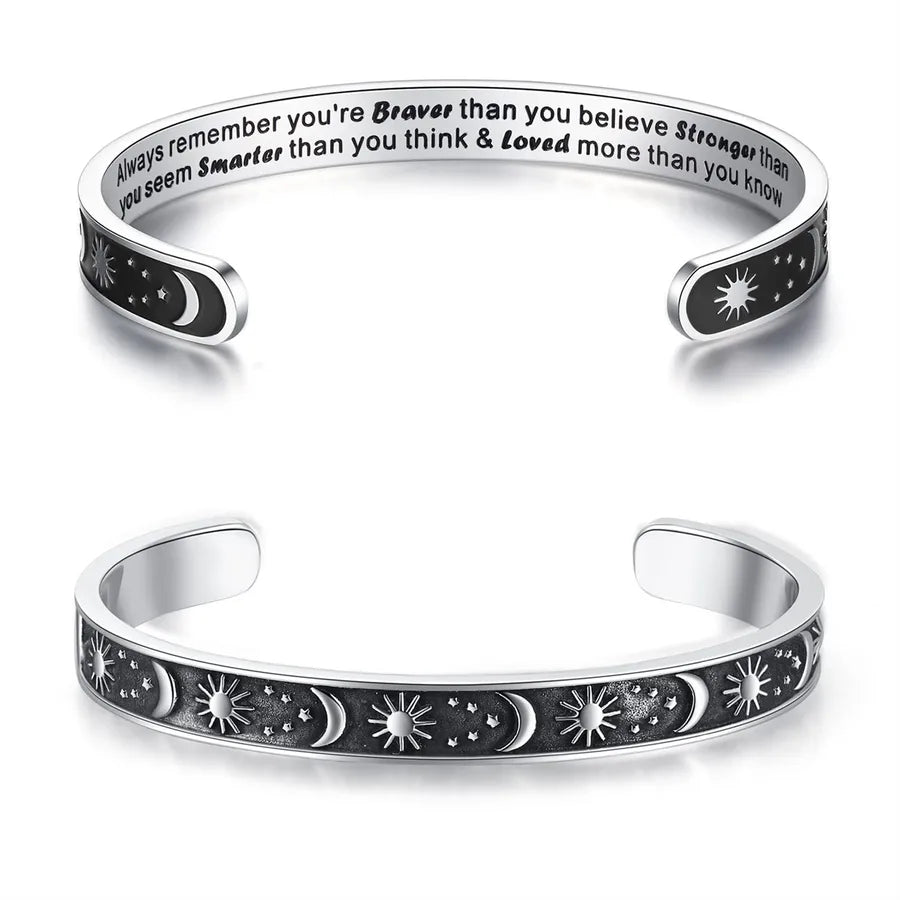 Retro Heart Stainless Steel Bangle 64-Sun & Moon - Always Remember You