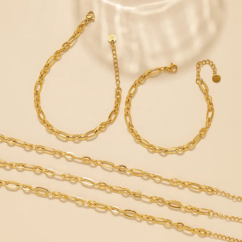 Gold Stainless Steel Geometric Chain Bracelet