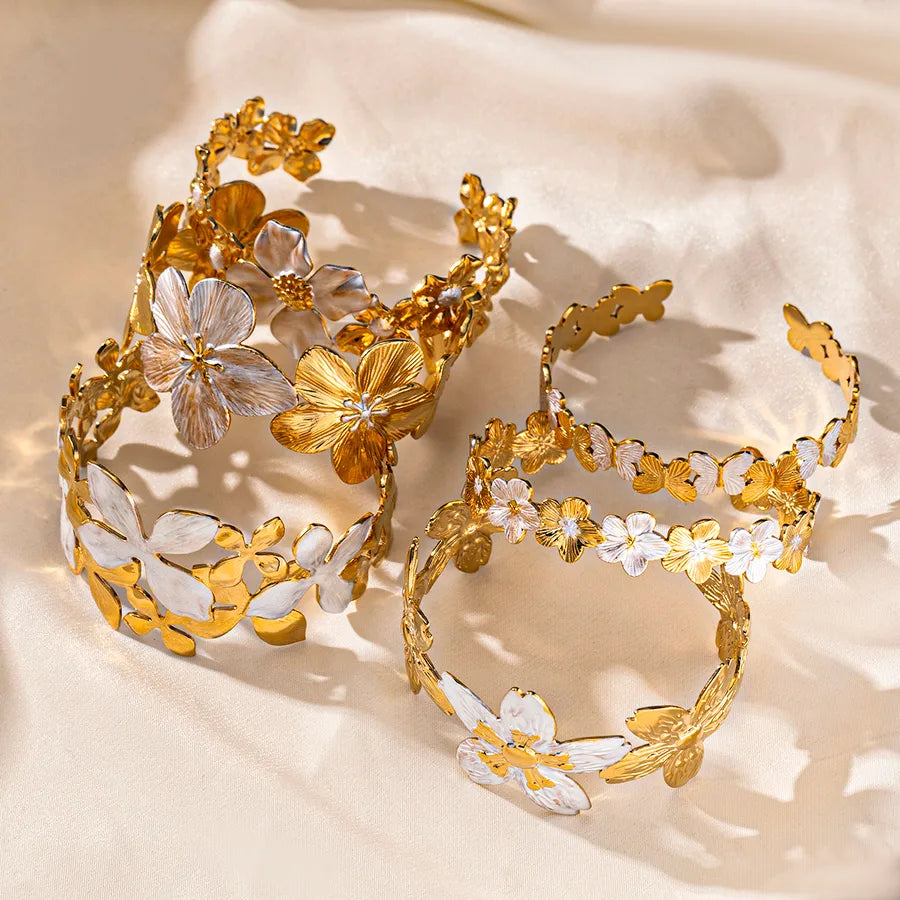 Gold Plated Stainless Steel Flower Bracelet