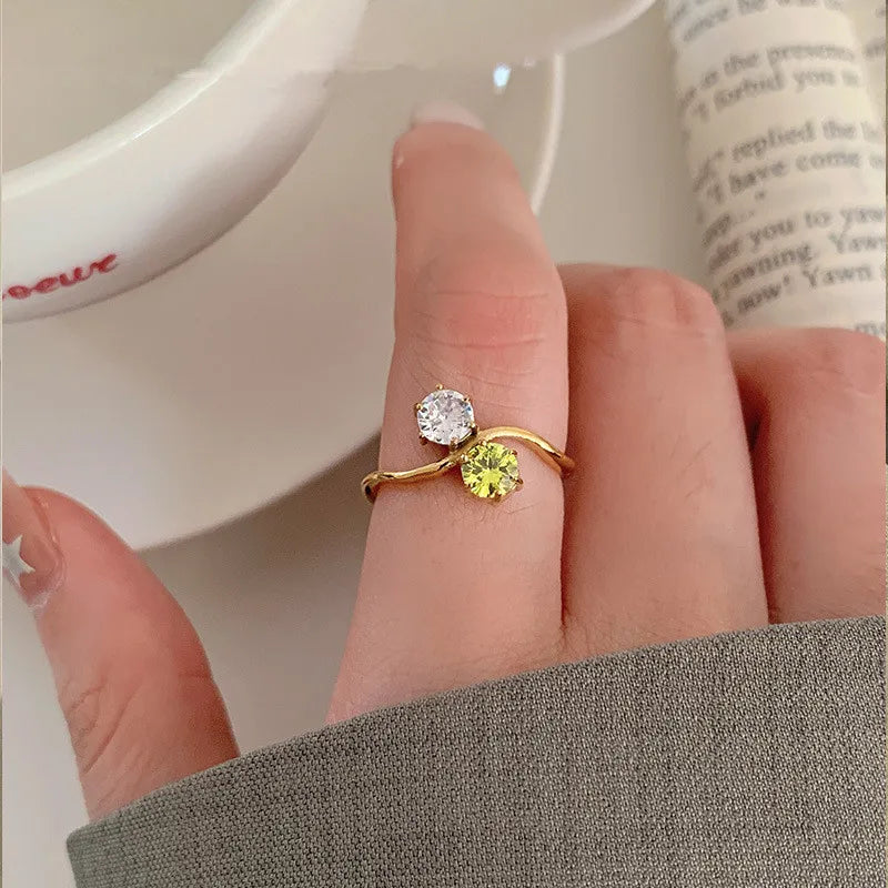 Gold Geometric Zirconia Stackable Ring