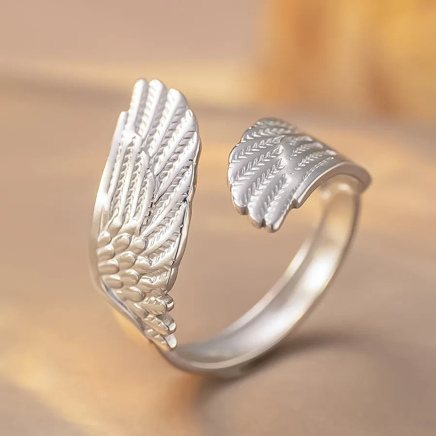 Heart-Shaped Titanium Steel Adjustable Ring K250 Steel Color Ring Open