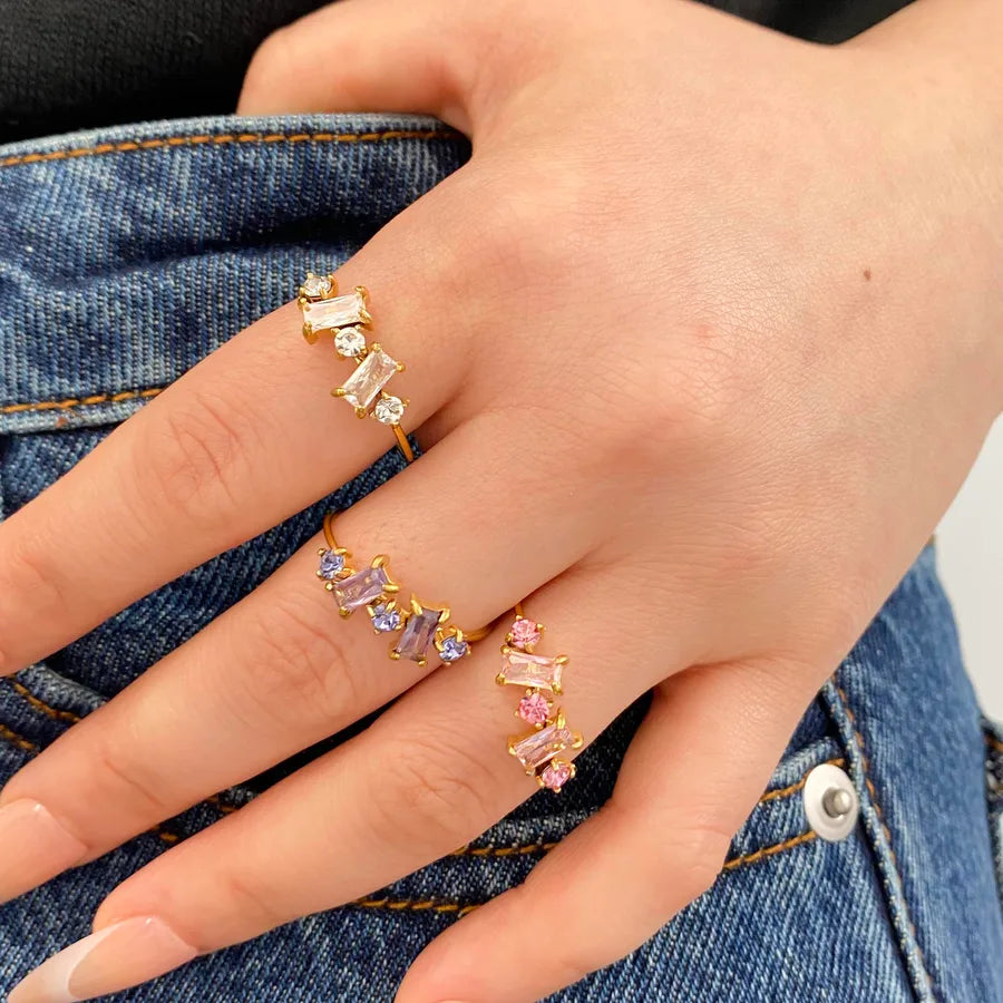 18K Gold Plated Titanium Steel Geometric Ring