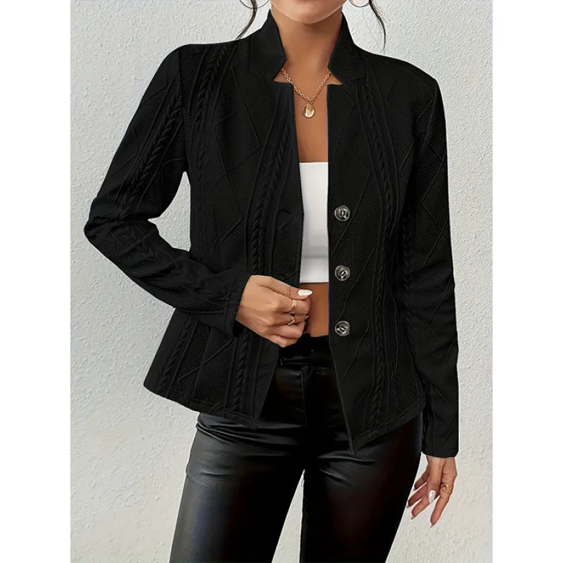 Women's Floral Slim Fit Blazer - Elegant Office Style Black