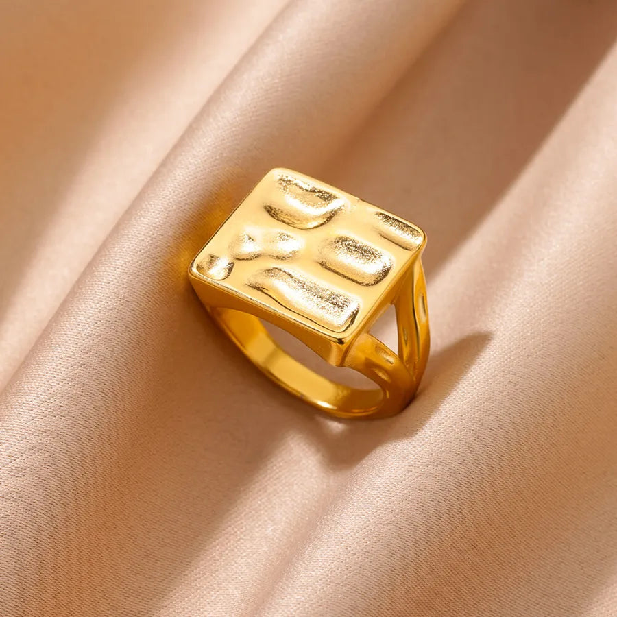 18K Gold PVD Geometric Stainless Steel Open Ring