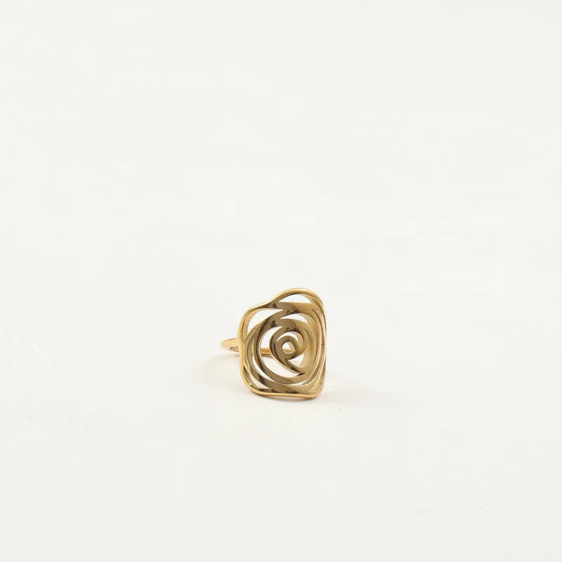 Gold Rose Cutout Titanium Steel Ring