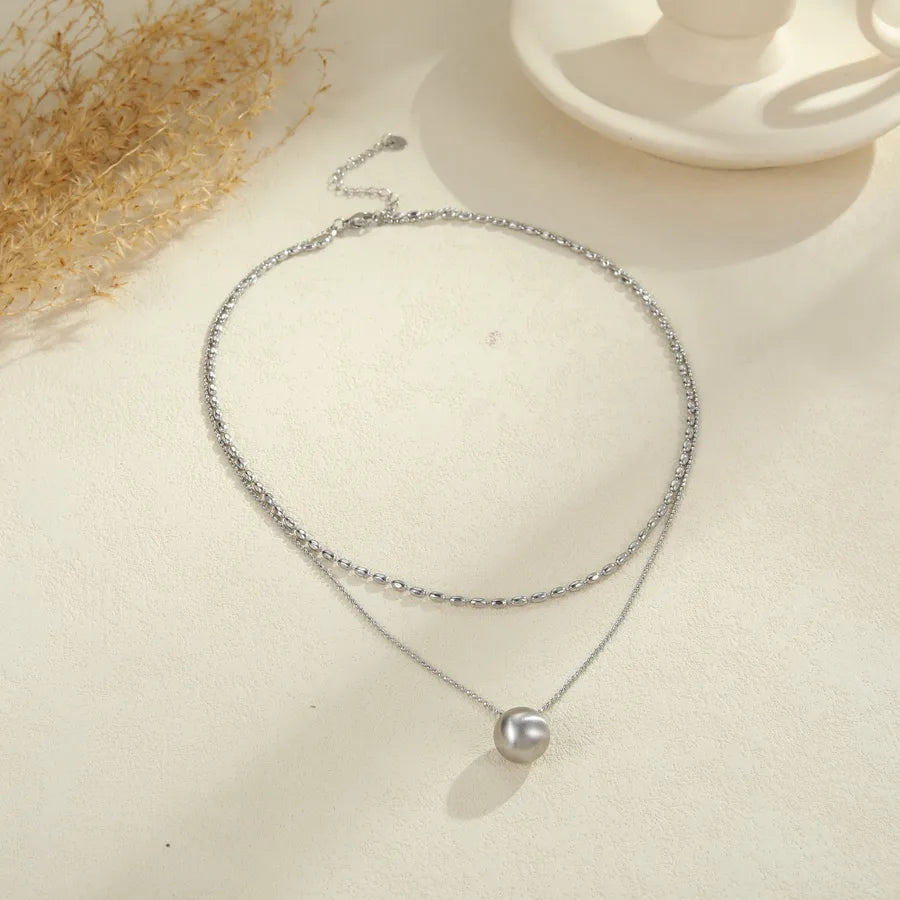 Minimalist Gold Beaded Stainless Steel Necklace