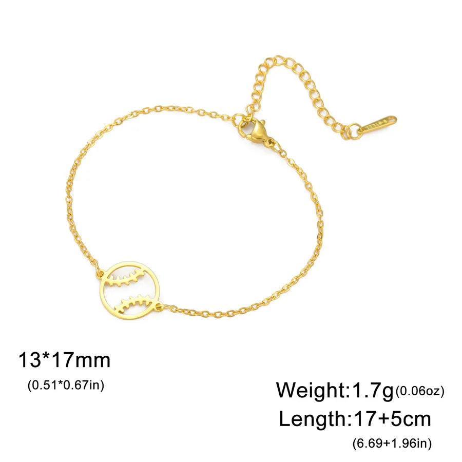 Stainless Steel Sports Pendant Bracelet Gold Baseball-Cross Chain