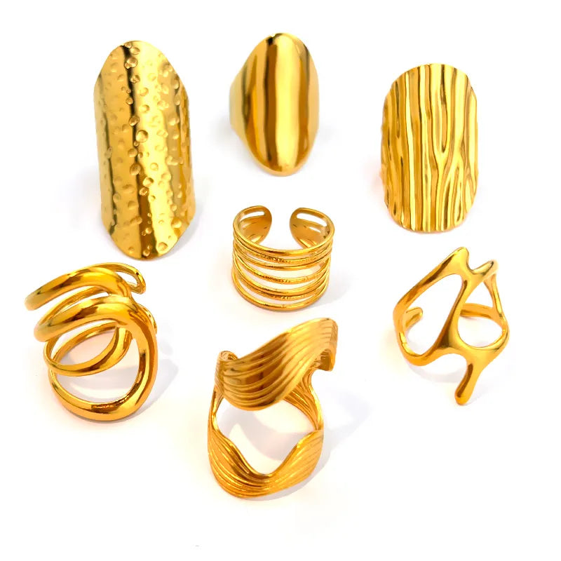 18K Gold Plated Geometric Stainless Steel Ring