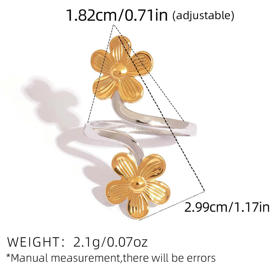 18K Gold Plated Stainless Steel Flower Ring