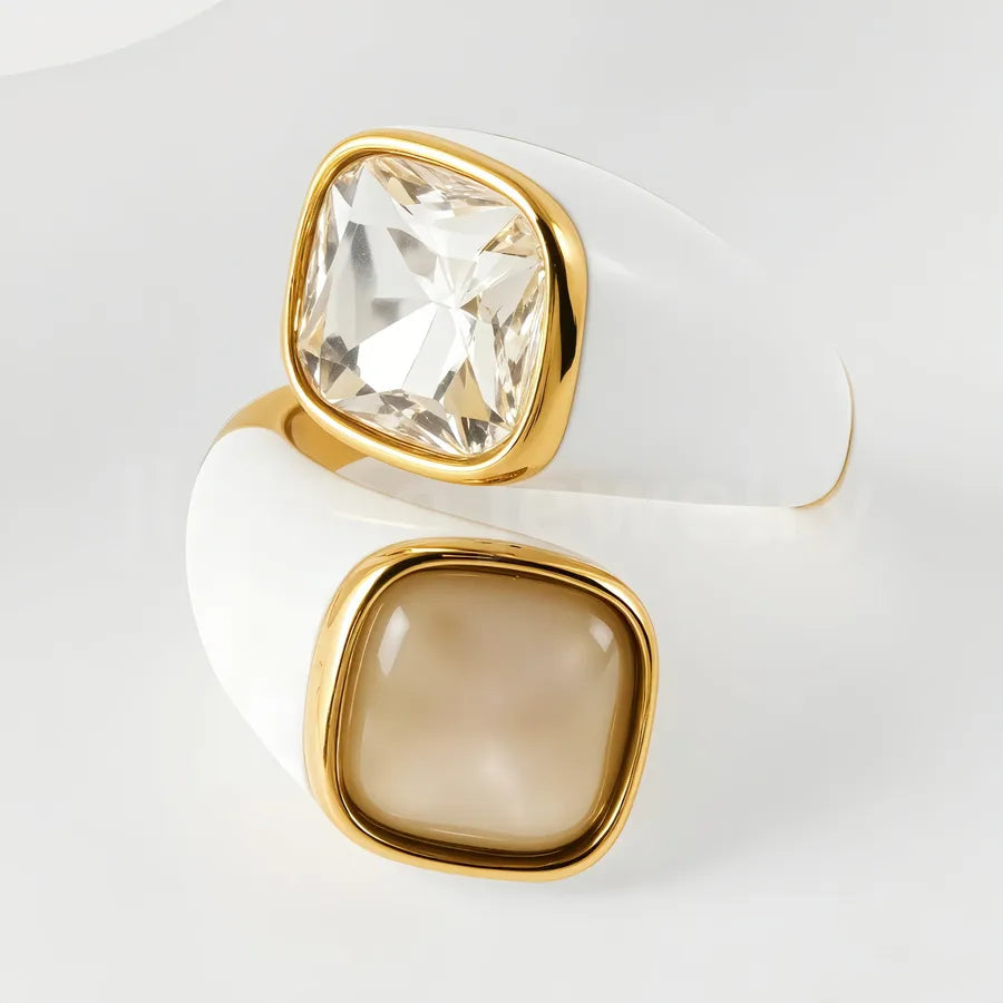 Heart-Shaped Stainless Steel Cat Eye Ring G004500J