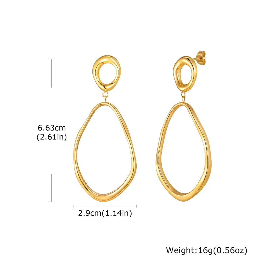 Women's 18K Gold Geometric Stainless Steel Earrings Gold