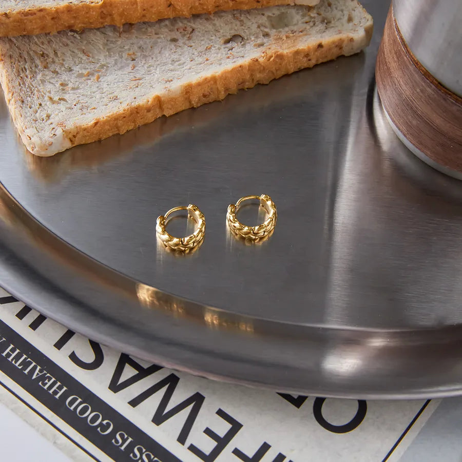 Women's 18K Gold Woven Stainless Steel Earrings