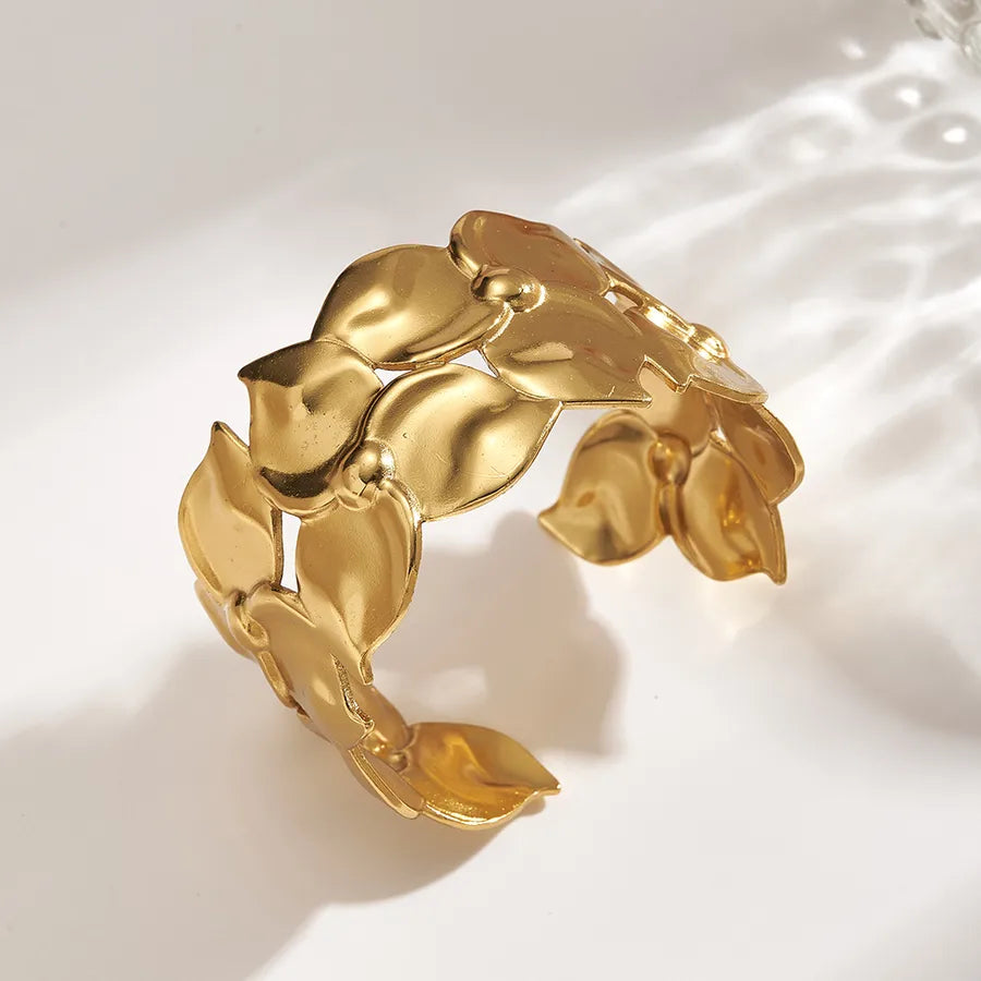 18K Gold Flower Bangle – Stainless Steel C (inner Diameter: Approximately 55mm) 1 Pc Package