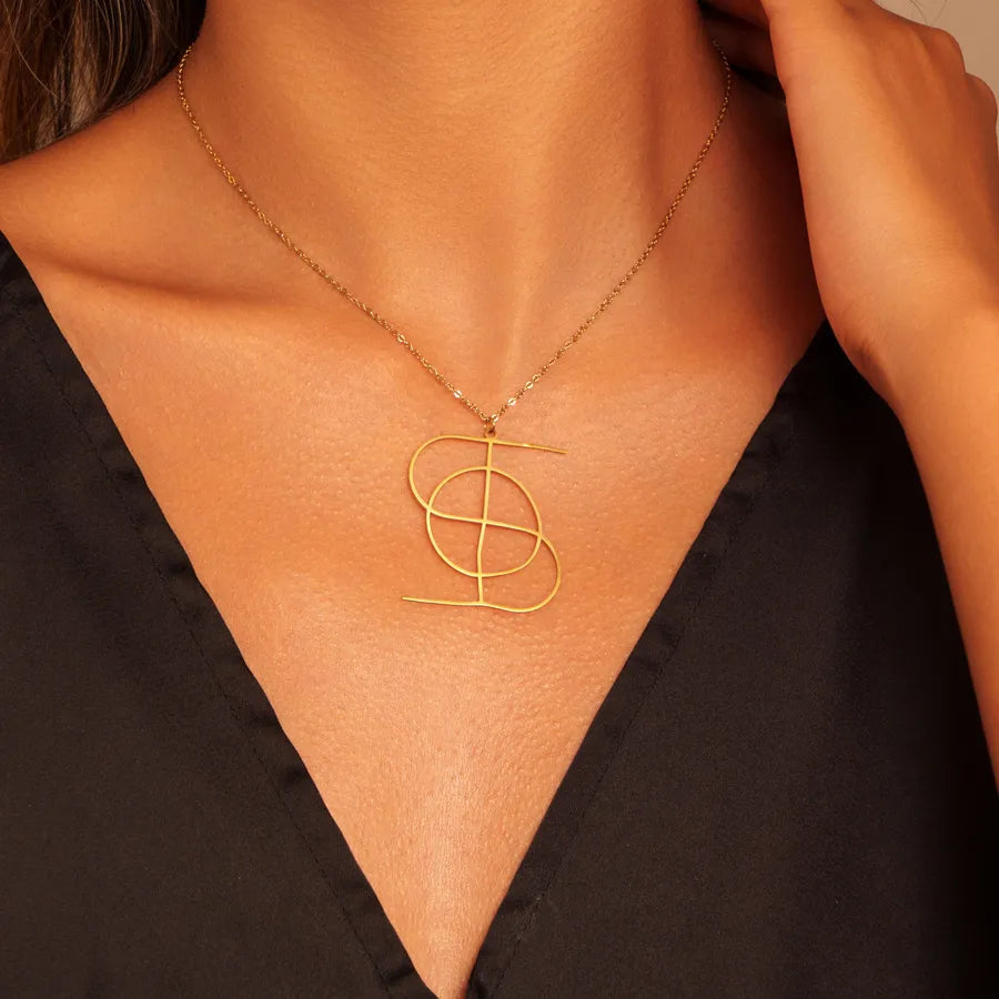 18K Gold PVD Coated Stainless Steel Necklace Average Size Multicolor X-09-49