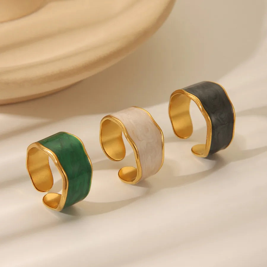 Retro Irregular Gold Stainless Steel Ring