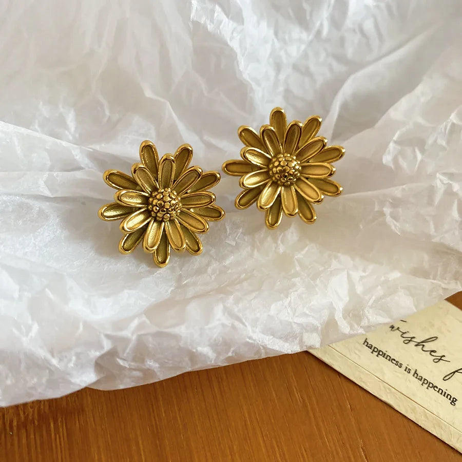 Boho Stainless Steel Flower Earrings