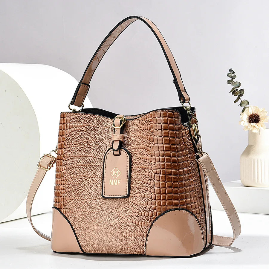 Color Block Bucket Shoulder Bag for Women