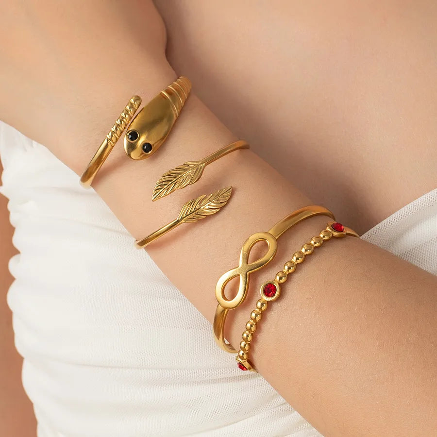 18K Gold Snake Bangle Bracelet for Women
