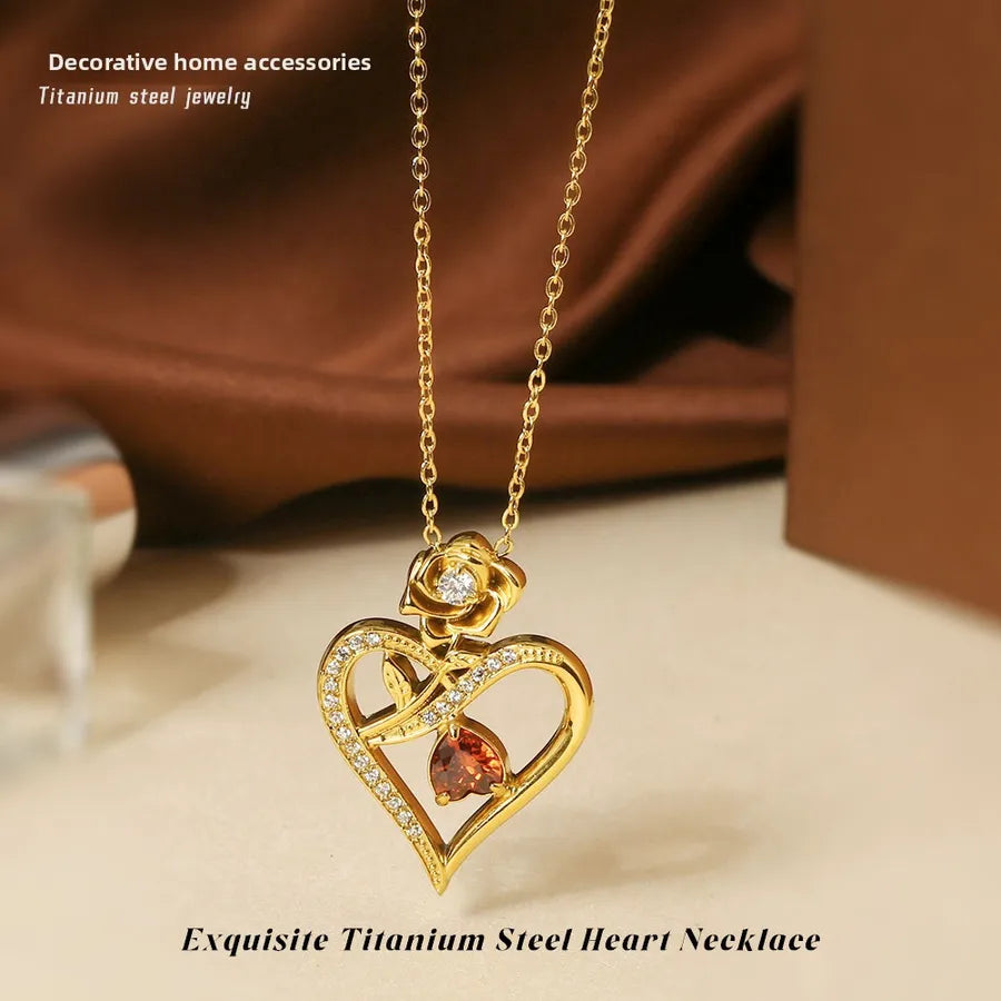 Gold Heart Pendant Necklace for Women