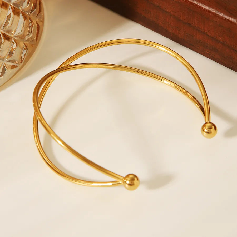 18K Gold Plated Stainless Steel Line Bangle