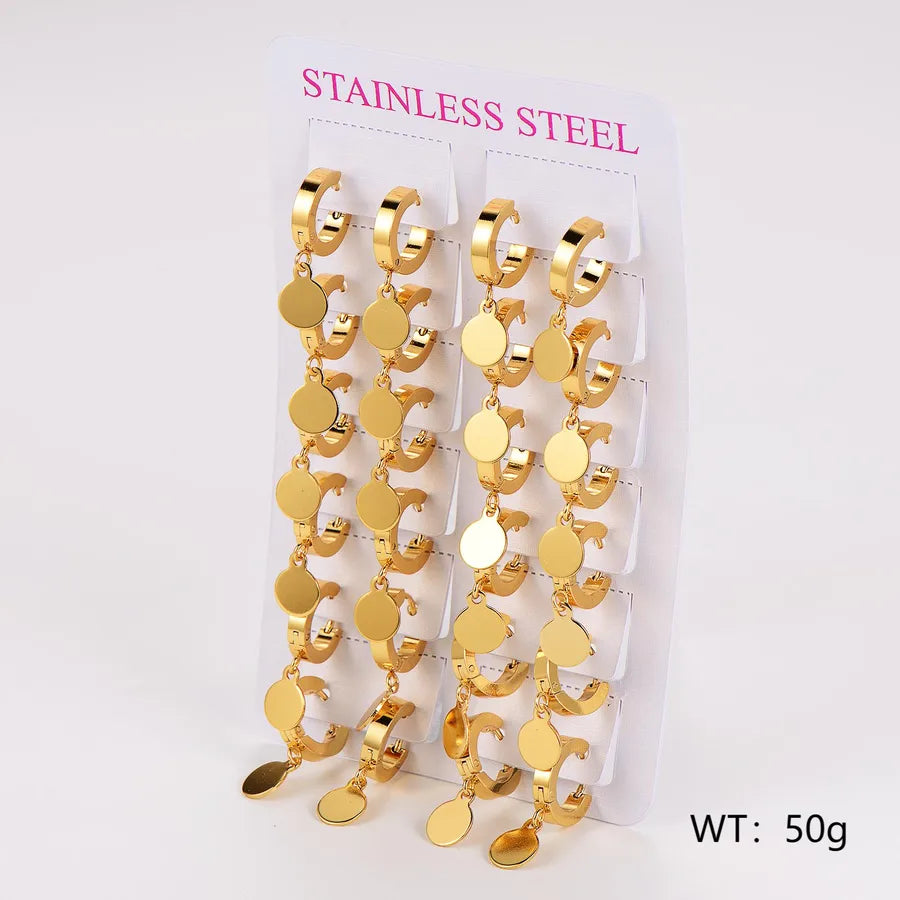 Gold Stainless Steel Star & Heart Ear Cuffs - 12 Pairs Circle