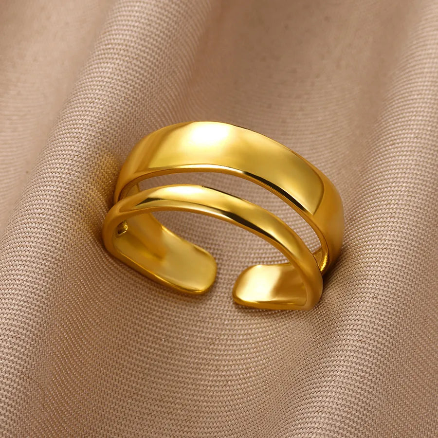18K Gold Plated Stainless Steel Open Ring