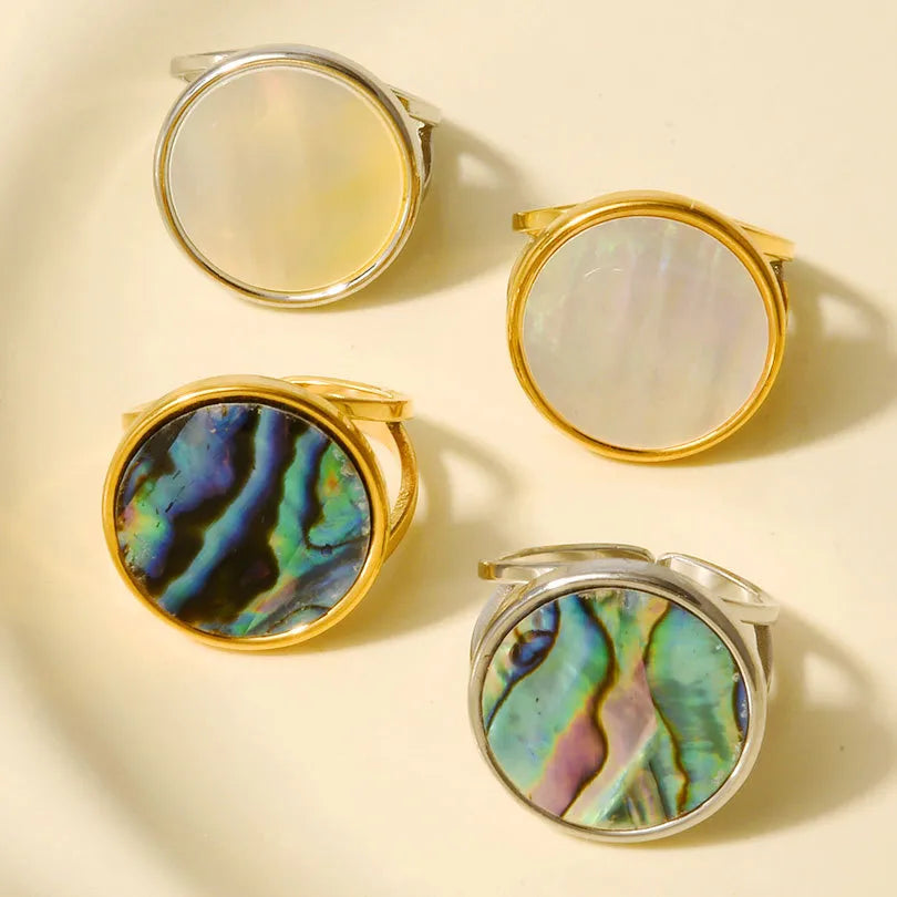 18K Gold Plated Geometric Shell Ring