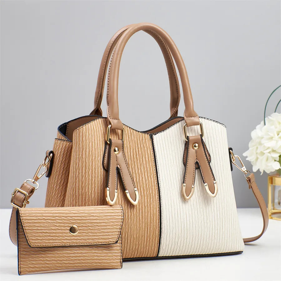 Color Block PU Shoulder Bag for Women