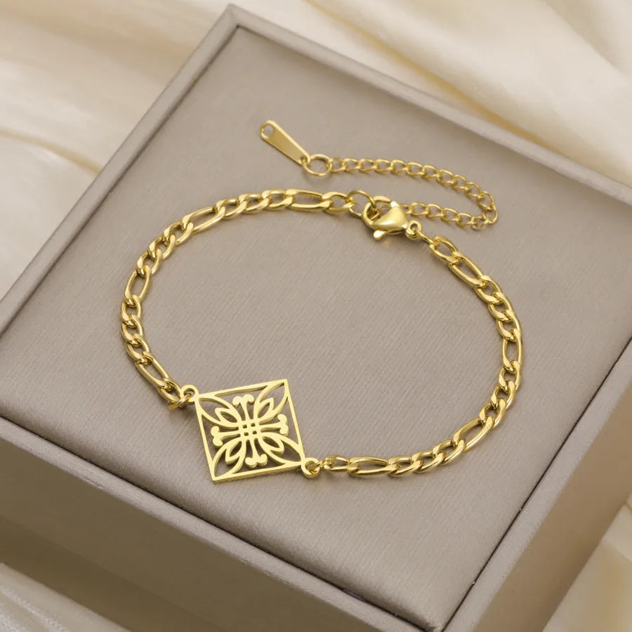 Boho Gold Flower Pendant Friendship Bracelet