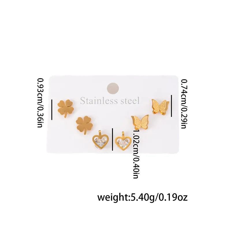 Titanium Steel Heart Earrings for Women Love Butterfly Ear 0942