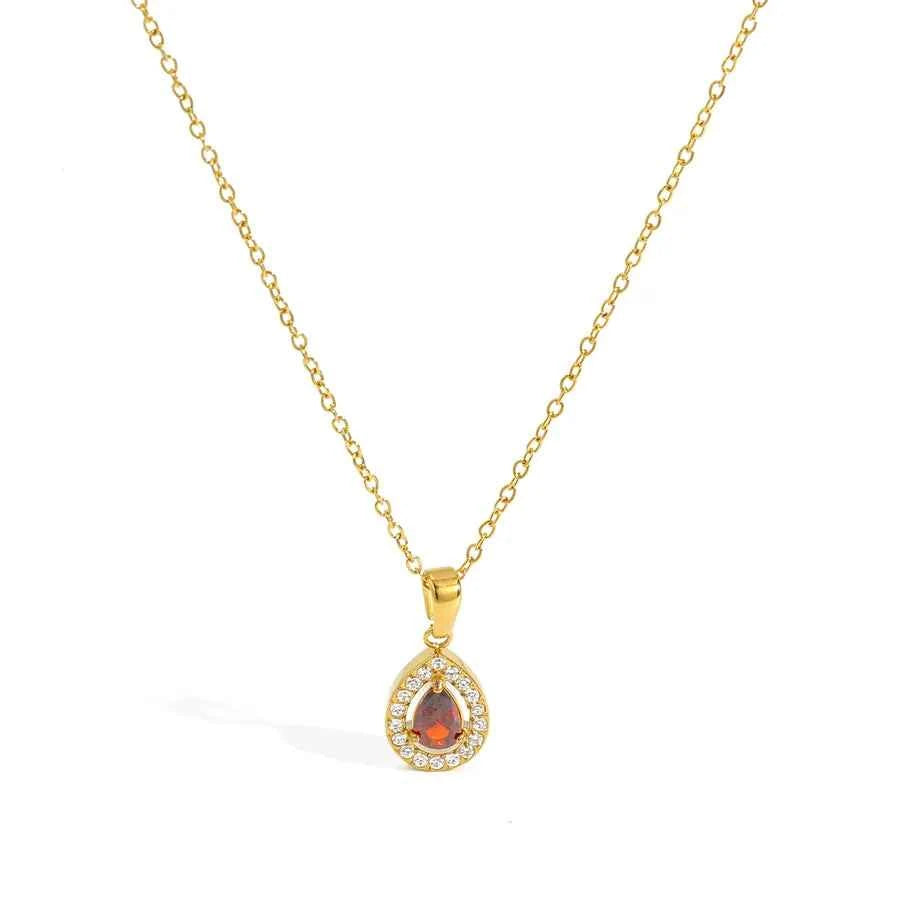 Gold Plated Zircon Pendant Necklace for Women
