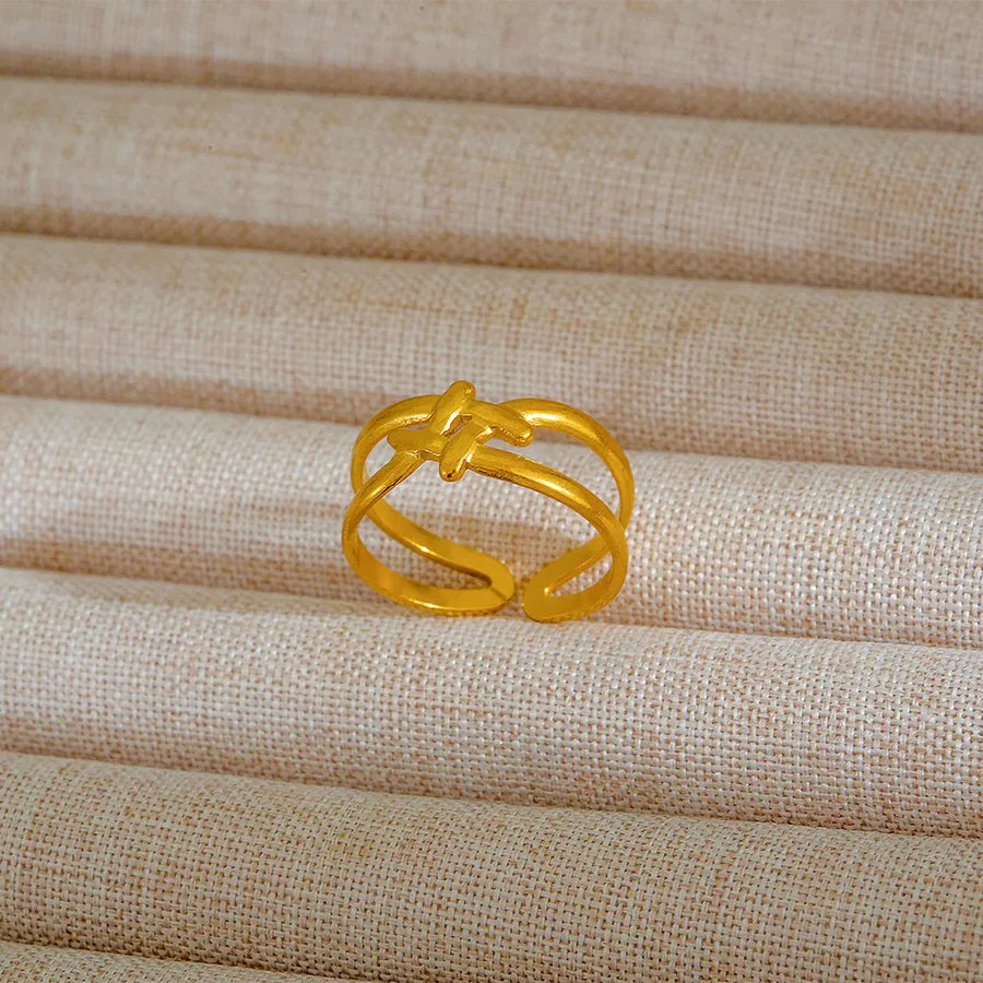Adjustable 18K Gold Stainless Steel Ring 13