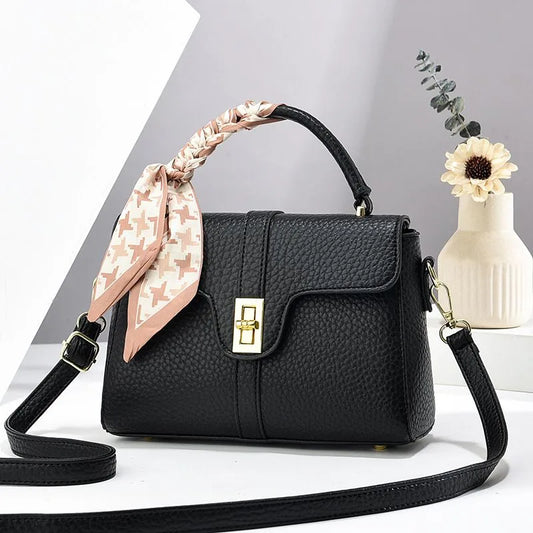 Stitched Faux Leather Square Crossbody Bag - Smiling Maria - Everything For Women