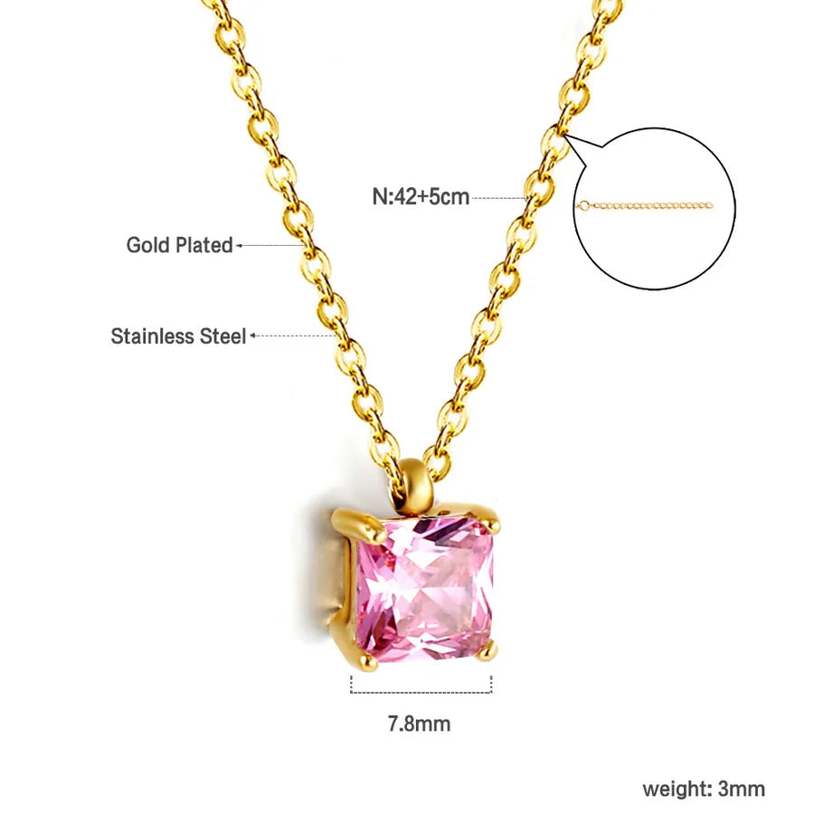 Gold Plated Geometric Diamond Pendant Necklace NE2A570FG
