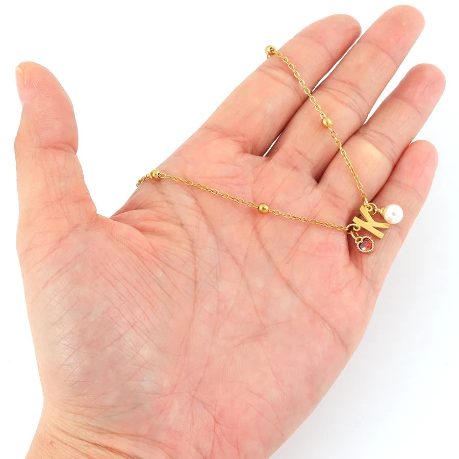 18K Gold Plated Heart & Letter Pendant Necklace