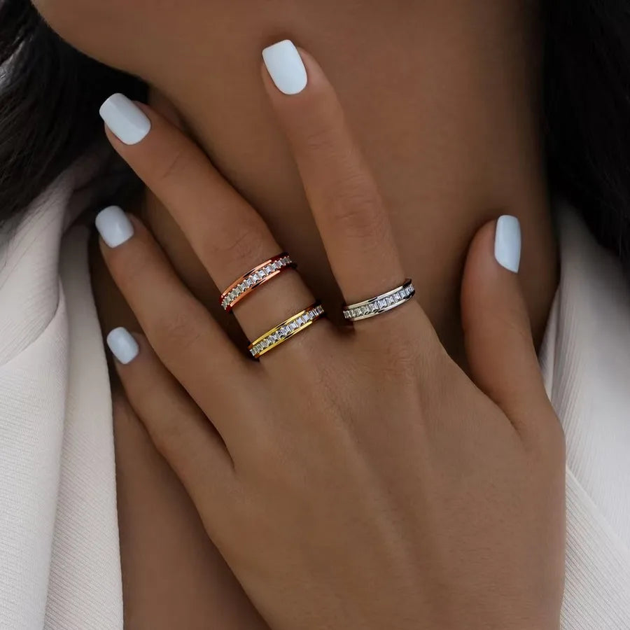 18K Gold Plated Square Zircon Stackable Ring