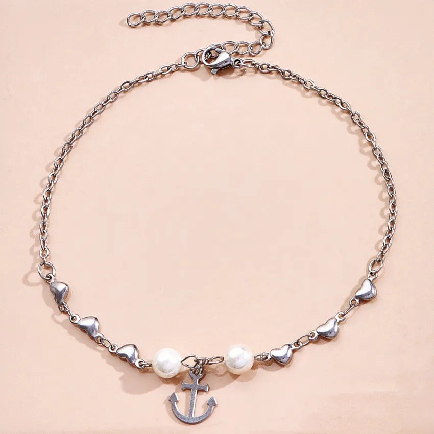 Silver Ocean Charm Layered Bracelet for Women